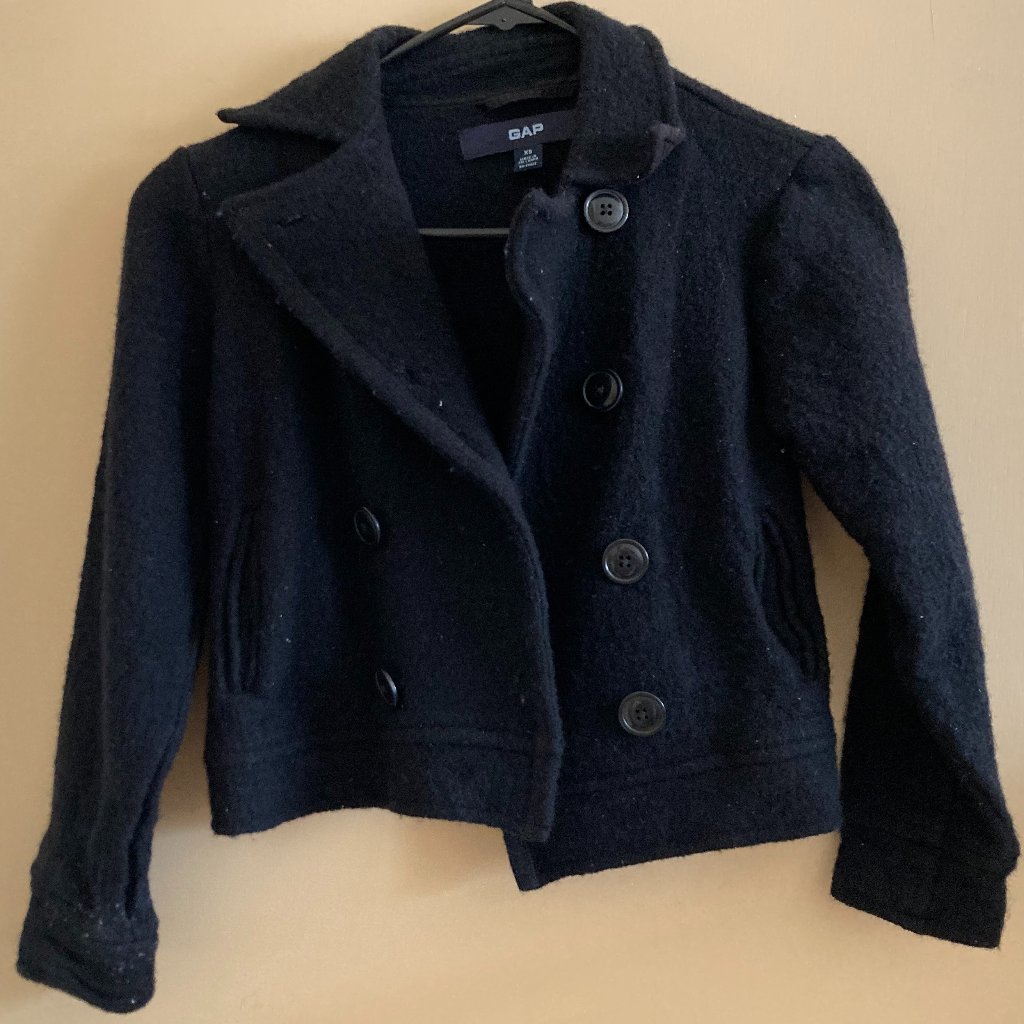 Cropped Navy Sailor Wool Jacket